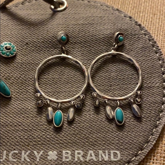 NEW 3 pairs of turquoise earrings/ hoops & studs - Picture 4 of 7
